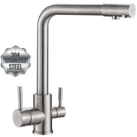   MINIMAL stílusú 3 utas rozsdamentes acél konyhai csaptelep - Szatén