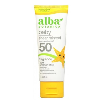 Alba Botanica Baby Sheer ásványi illatmentes napvédő krém Spf50 (89ml)