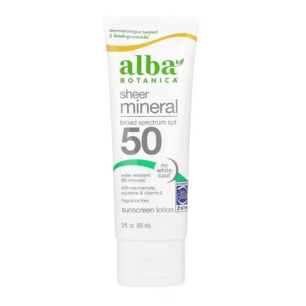 Alba Botanica Sheer Mineral illatmentes fényvédő krém Spf50 (89ml)