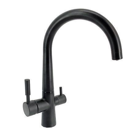 Ívelt 3 utas konyhai csaptelep - Fekete