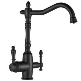 BLACK 3 utas fémből készült konyhai csaptelep – fekete