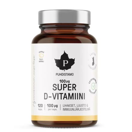 PUHDISTAMO SUPER D-VITAMIN 100 ΜG 120 KAPSZ. 76g
