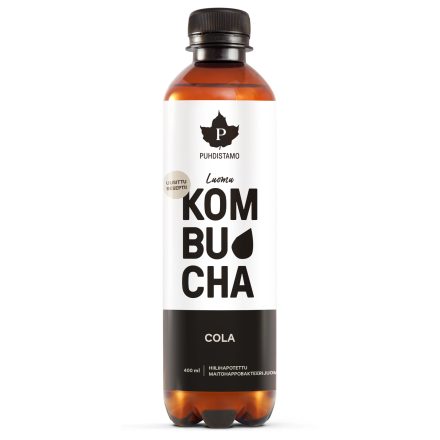 PUHDISTAMO Kombucha cola ízesítéssel - bio zöld teából, tejsav baktériummal 370ml