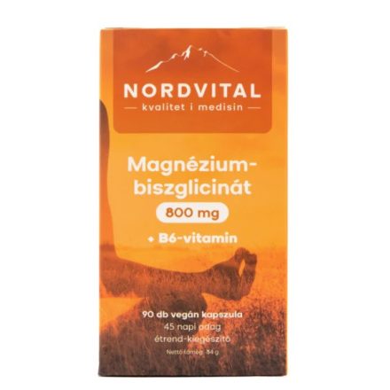 Nordvital Magnézium-biszglicinát + B6 (90 db) vegán kapszula 84g