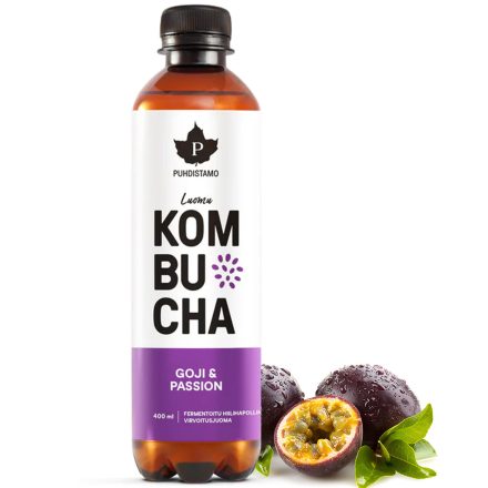 PUHDISTAMO Bio kombucha ital, Goji-Maracuja ízű 400ml