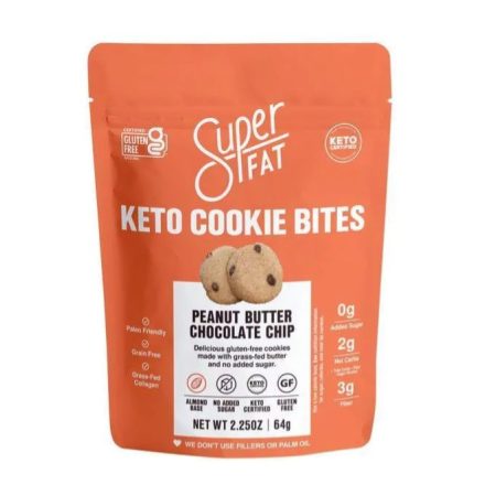 PERFECT KETO SuperFat Keto Cookie Bites sütik - mogyoróvajas csokoládé chips ízesítésben 64g