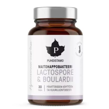 PUHDISTAMO LactoSpore® & Boulardii Tejsavbaktériumok - 30 kapszula, 15g