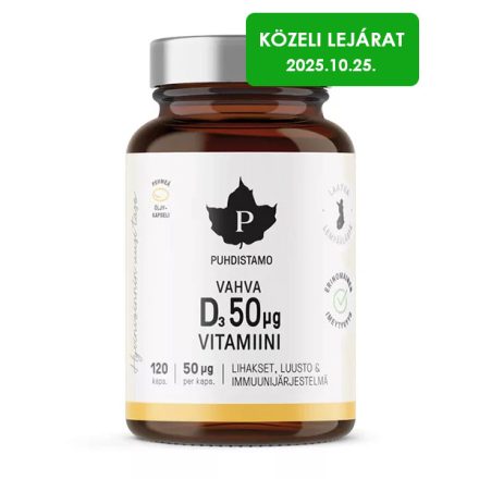 PUHDISTAMO Erős D-vitamin 50 μg 120 kapsz. 76g