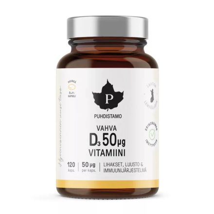 PUHDISTAMO Erős D-vitamin 50 μg 120 kapsz. 76g