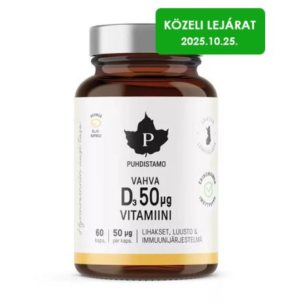 PUHDISTAMO Erős D-vitamin 50 μg 60 kapsz. 38g