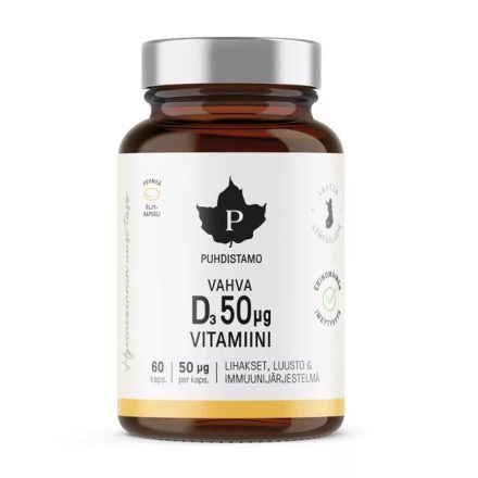 PUHDISTAMO Erős D-vitamin 50 μg 60 kapsz. 38g