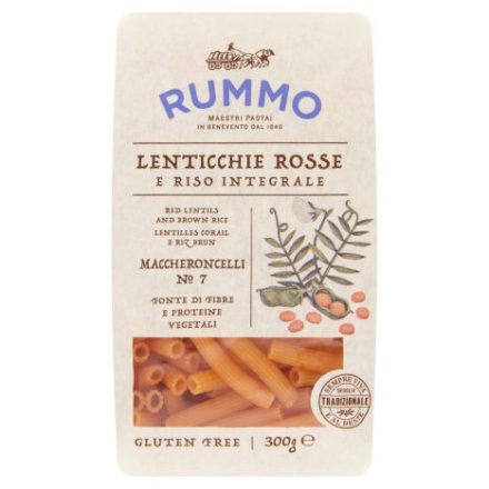 Rummo Maccheroncelli száraztészta vörös lencséből és barnarizsből 300g