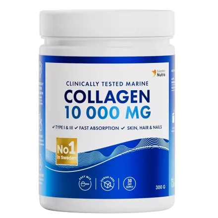 SWEDISH NUTRA Hidrolizált halkollagén por 10.000 mg (Collagen Pure Peptide With Fish) - 300g