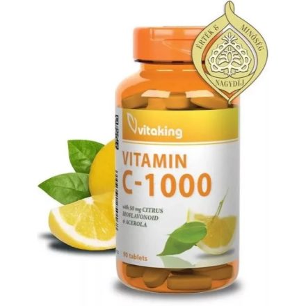 Vitaking C-vitamin 1000mg Bioflavonoiddal, Csipkebogyóval és Acerolával (90 db)