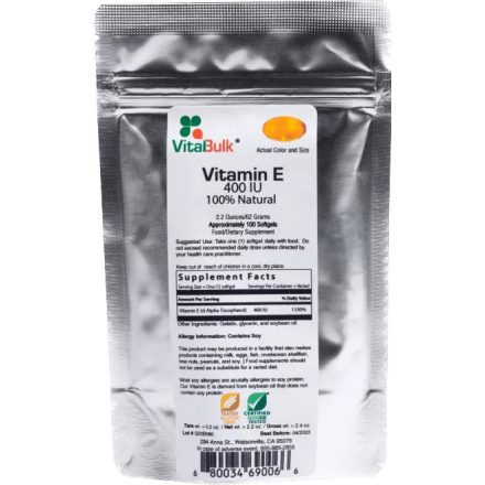 Vitalbulk E-Vitamin 400 IU, 100 gélkapszula - 62g