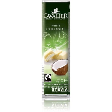 Cavalier belga fehércsokoládé kókuszos krémmel (40%) töltve, 40g