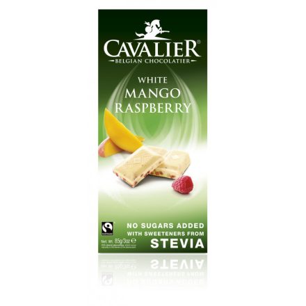 Cavalier táblás belga fehércsokoládé liofilizált mangó és málna darabokkal, 85g