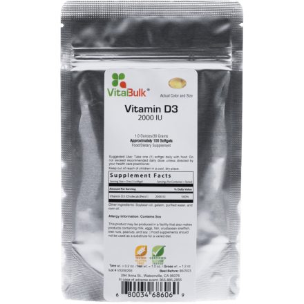 Vitalbulk D3 vitamin 2000 IU, 100 gélkapszula