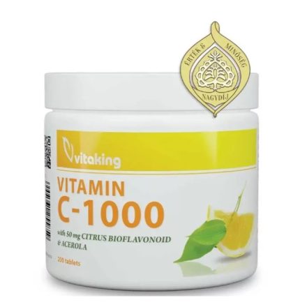 Vitaking C-vitamin 1000mg Bioflavonoiddal, Csipkebogyóval és Acerolával (200 db)