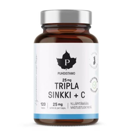PUHDISTAMO Tripla Cink + C-vitamin 25 mg - 120 kapsz.