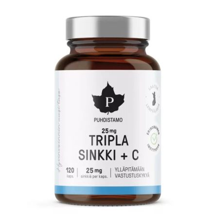 PUHDISTAMO Tripla Cink + C-vitamin 25 mg - 120 kapsz.